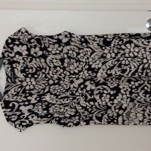 Jones New York Black & Bone Print Sleeveless Dress Below Knee Size 18W